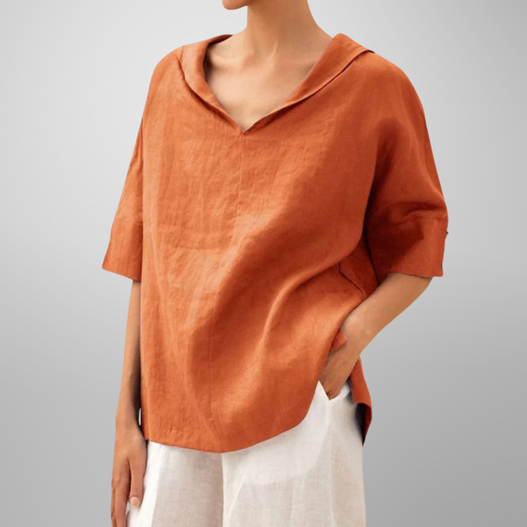 Calista™ - V-NECK TOP WITH COLLAR