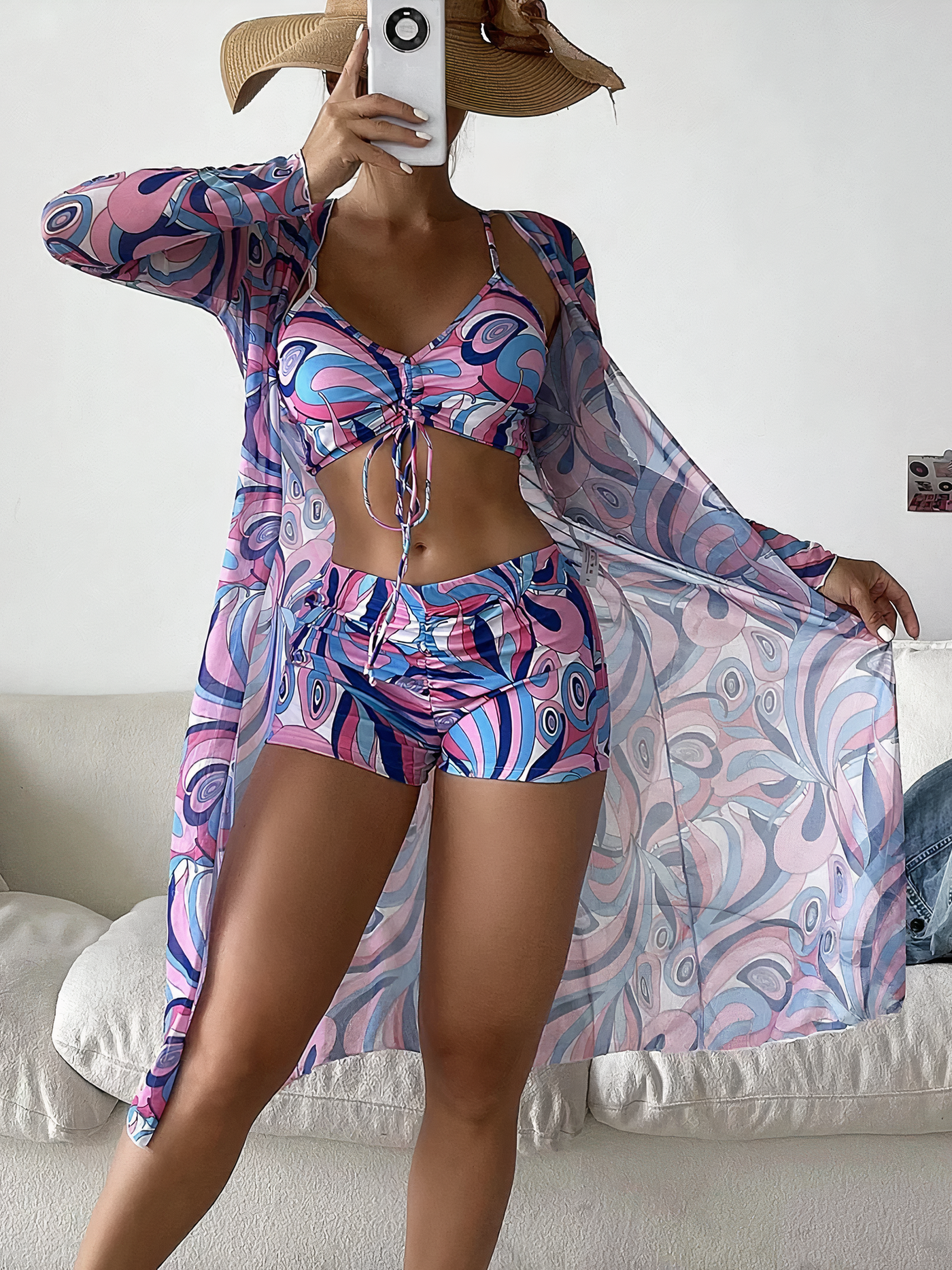 AMALFI - High-Waist Bikini Set with Cover-Up