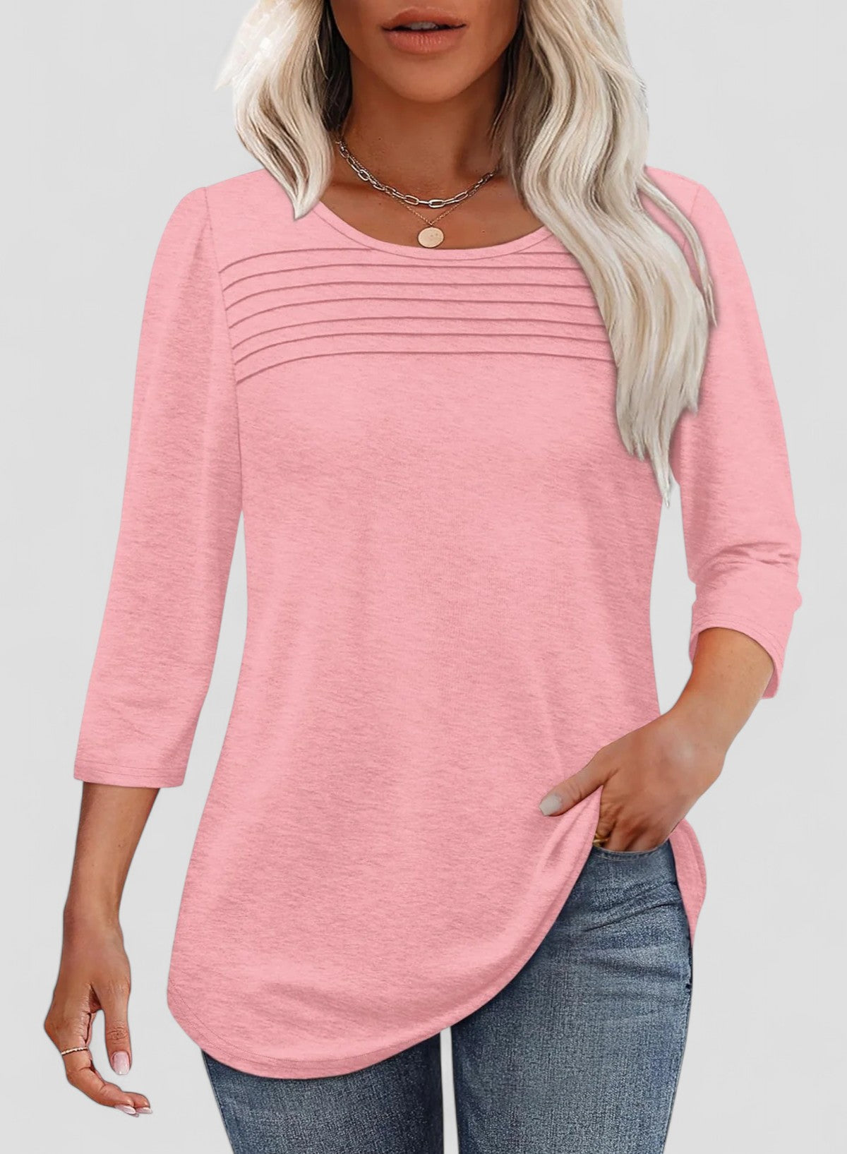 Evita™ - Pleated 3/4 Sleeve Top