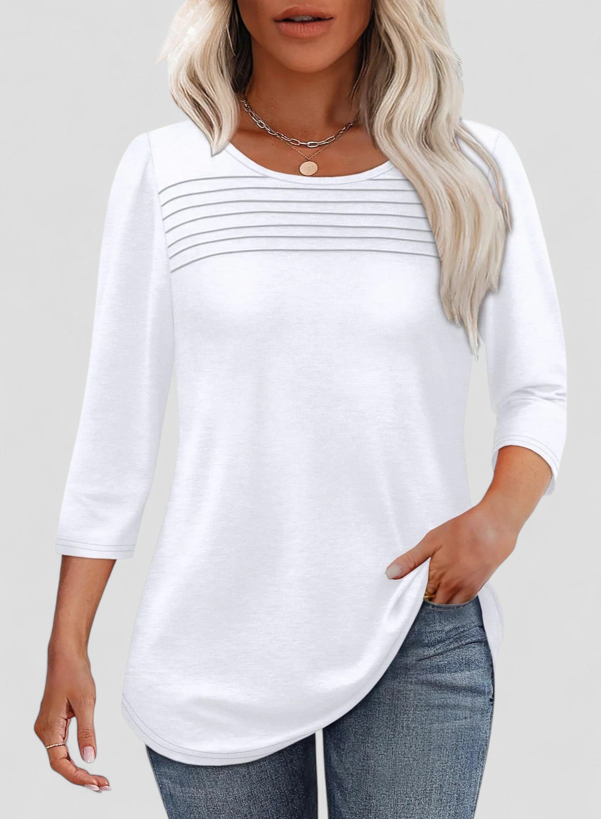 Evita™ - Pleated 3/4 Sleeve Top