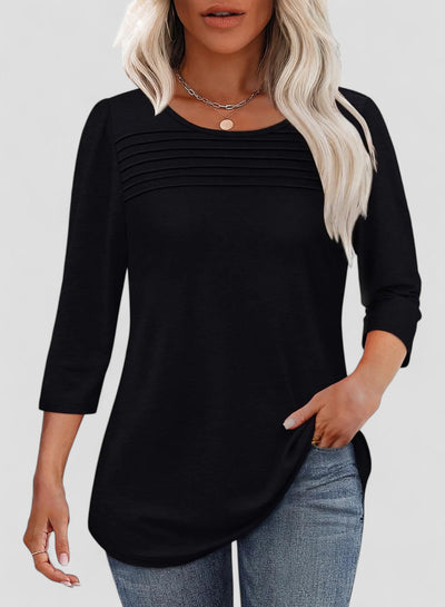 Evita™ - Pleated 3/4 Sleeve Top